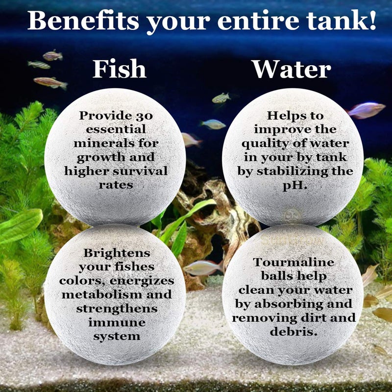 SunGrow Tropical Fish Water Conditioner Balls, Gray Stones for Freshwater Tank and Community Aquarium, Calcium-Enriched for Active Fish, 10 Balls per Pack - Image 3